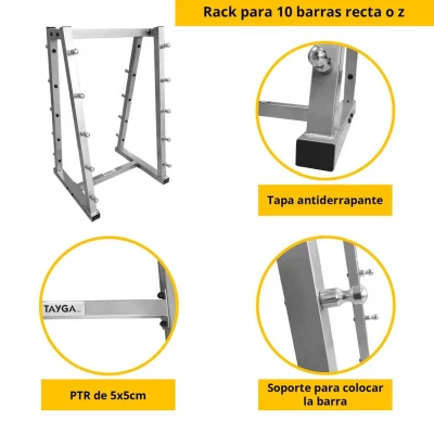 RACK PARA BARRA RECTA O Z CON PESO INTEGRADO