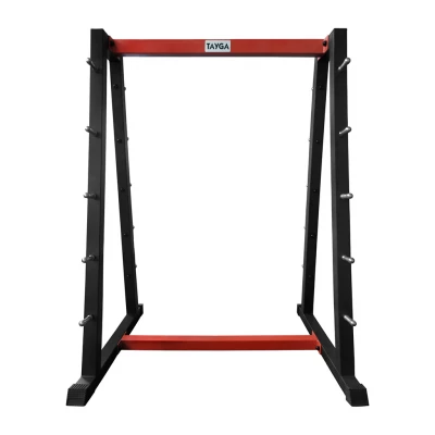 RACK PARA BARRAS DE PESO INTEGRADO NEGRO CON ROJO