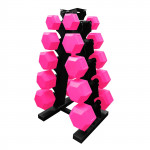 Pares de Mancuernas Rosas con Rack Negro(Set de 5, 10, 15, 20 y 25)