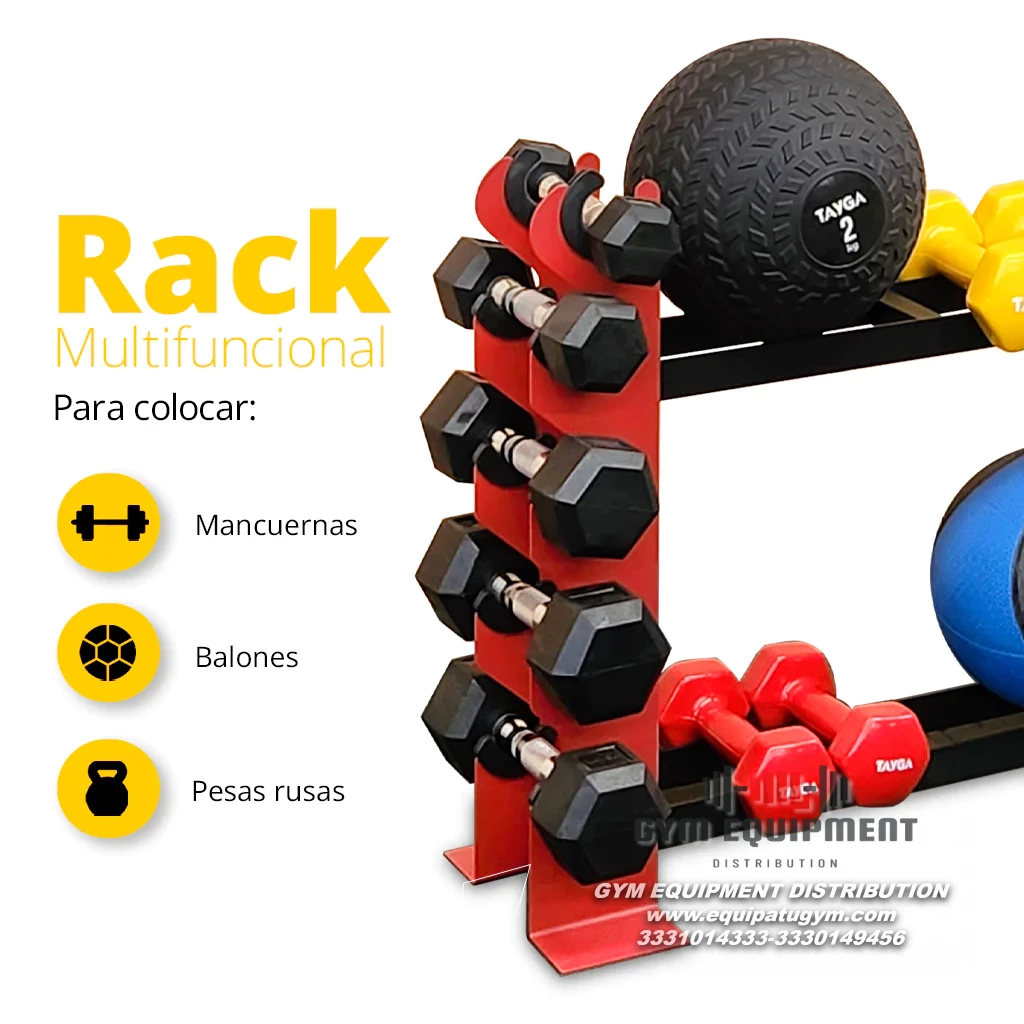 RACK PARA MANCUERNAS CON SOPORTES DE CAUCHO
