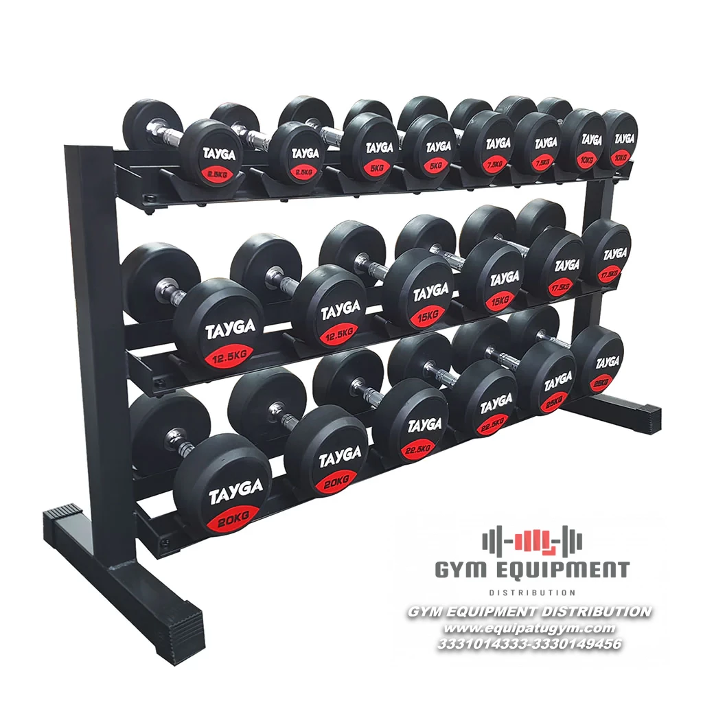 "Set de Rack con 10 Pares de Mancuernas Premium de 2.5 a 25 kg | EquipaTuGym"