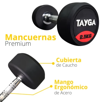 "Set de Rack con 10 Pares de Mancuernas Premium de 2.5 a 25 kg | EquipaTuGym"
