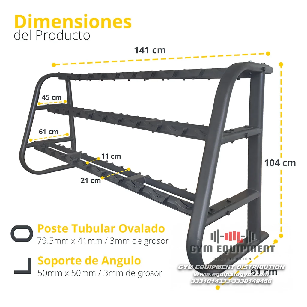 Set de Rack y 15 Pares de Mancuernas Premium de Tayga